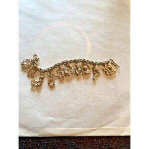 Vintage Heavy Charm Bracelet Religious 10 Charms